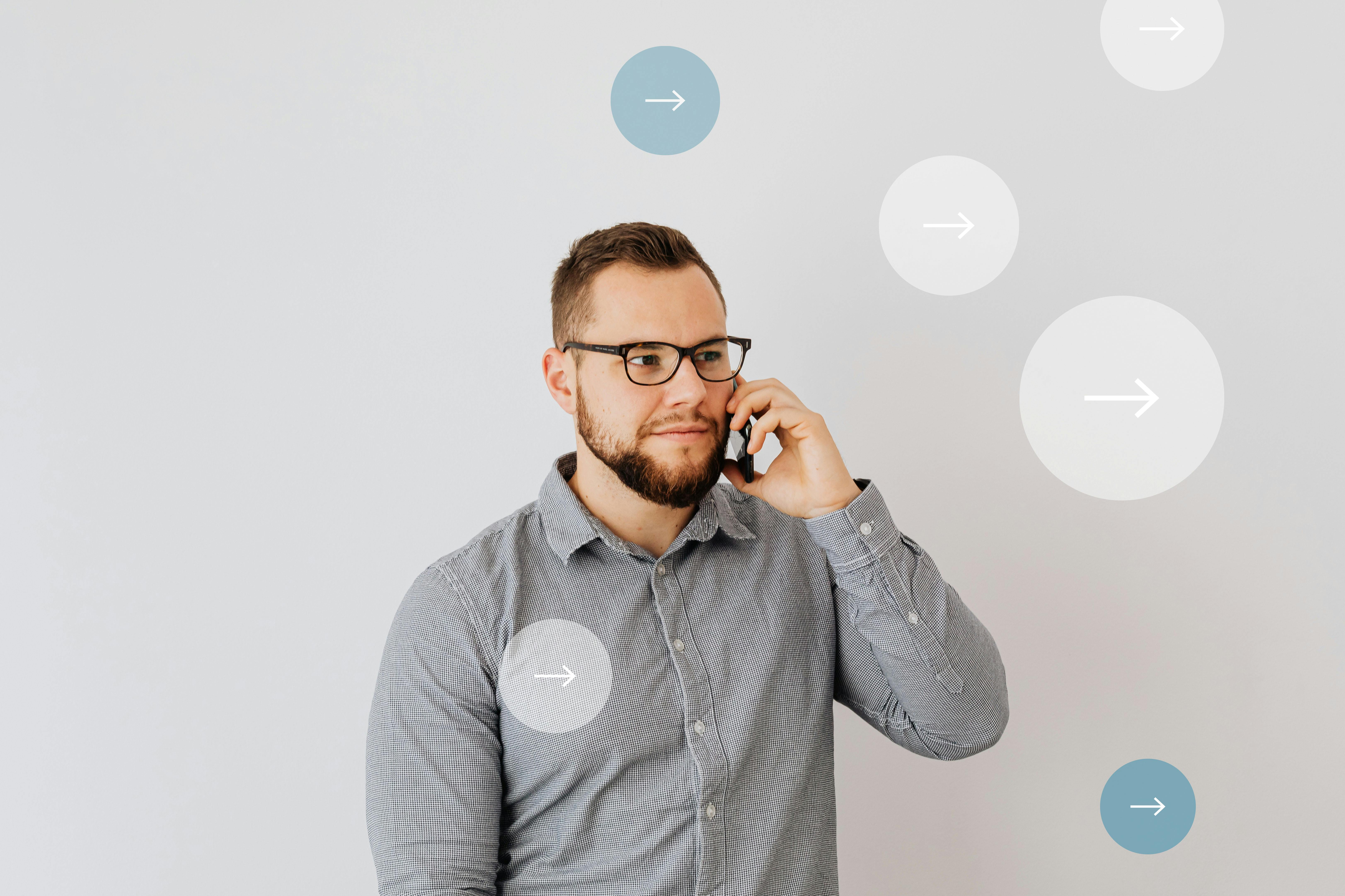 Worker checking phone